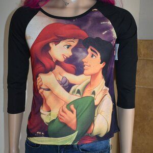 RETRO STYLE Disney Little Mermaid Ariel & Prince Eric Long Sleeve T-Shirt Small